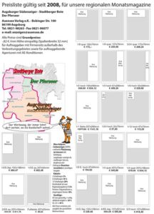 Preisliste für Kunden außerhalb des Streugebiets