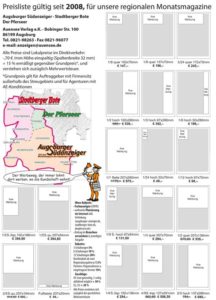 Preisliste Lokalpreise