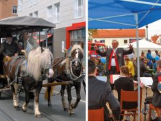 Wie einst im Mai: Pferdekutschfahrten für Kinder sind vorge sehen, für die musikalischen Unterhaltung sorgt die Blaskapelle des Musikvereins Bergheim Archivbilder: Gunnar Olms