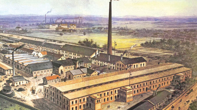Ab 1881 in Betrieb: die Spinnerei und Buntweberei Pfersee Bild: Stadtplanungsamt